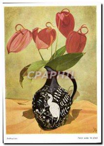 Modern Postcard Anthurium Painted With The Foot