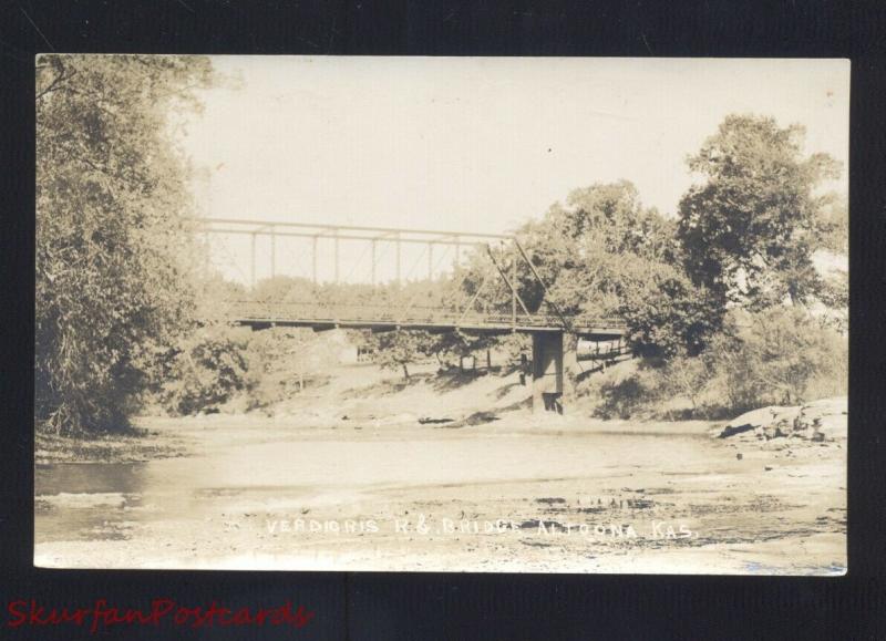 RPPC ALTOONA KANSAS VERDEGRIS RIVER BRIDGE VINTAGE REAL PHOTO POSTCARD