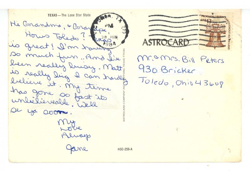 TX - The Lone Star State. Map, Greetings     (creases, continental size)