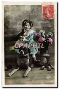 Postcard Old Dog Dogs Children