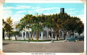 The Oaks Hotel w Old Cars Palmetto Florida Vintage Postcard