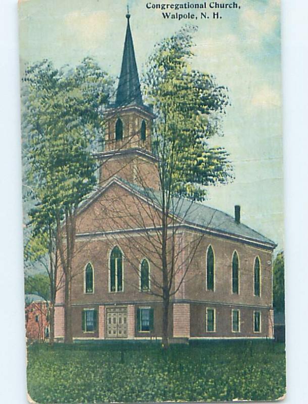 Divided-Back CHURCH Walpole - Near Brattleboro & Keene New Hampshire NH G4376