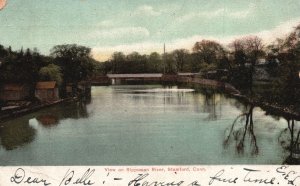 Stamford Connecticut, 1907 View on Quiet Rippowan River Nature Vintage Postcard