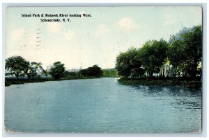 1912 Island Park & Mohawk River Looking West Schenectady New York NY Postcard