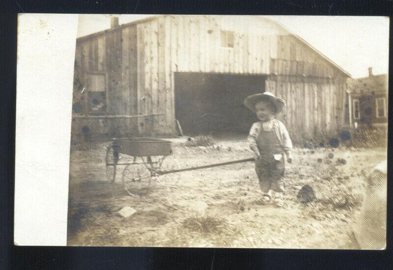 RPPC AKRON COLORADO RICHARDS FARM YOUNG BOY FARMING REAL PHOTO POSTCARD