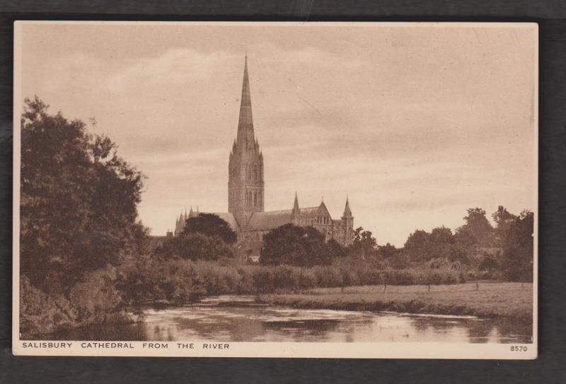 Salisbury Cathedral Viewed From The River , England - Unused