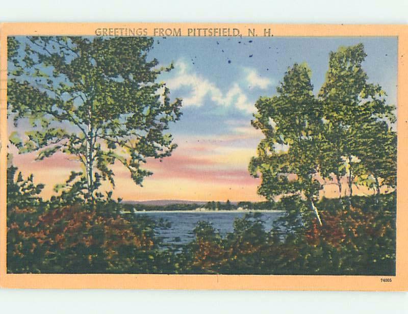 Linen GREETINGS FROM POSTCARD Pittsfield New Hampshire NH ho5945