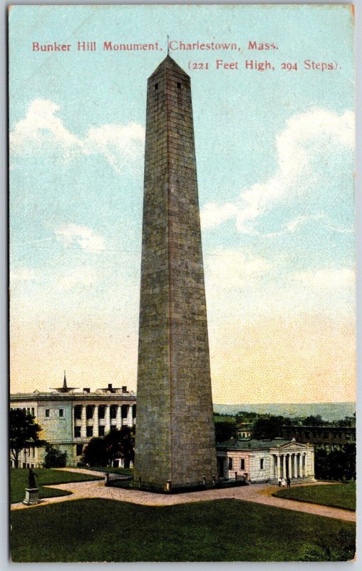 Vtg Charlestown Massachusetts MA Bunker Hill Monument 1910s Unused View Postcard