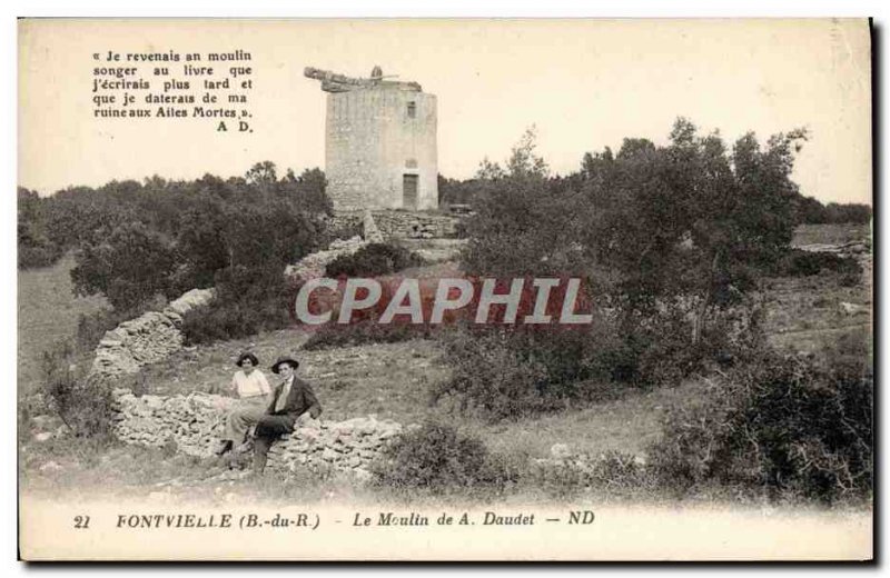 Old Postcard Fontvieille Moulin A Daudet