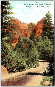 Point Sublime From North Cheyenne Canon C. C. Short Line Colorado CO Postcard