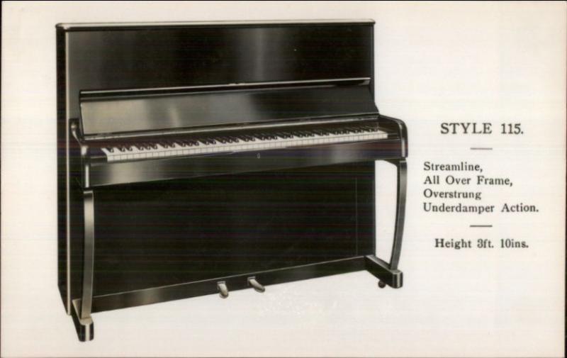 Streamline Style 115 Piano Advert Real Photo Postcard