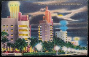 Vintage Postcard 1955 Fantasy in Neon, Collins Ave., Miami Beach, Florida (FL)