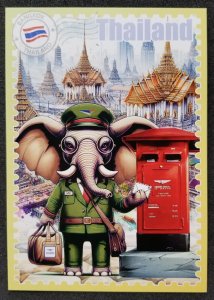 [AG] P333 Thailand Postman & Postbox Mailbox Asian Elephant (postcard) *New