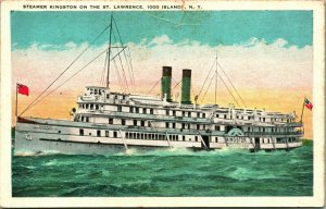 Steamer Kingston On the St Lawrence 1000 Islands New York NY UNP 1920s Postcard