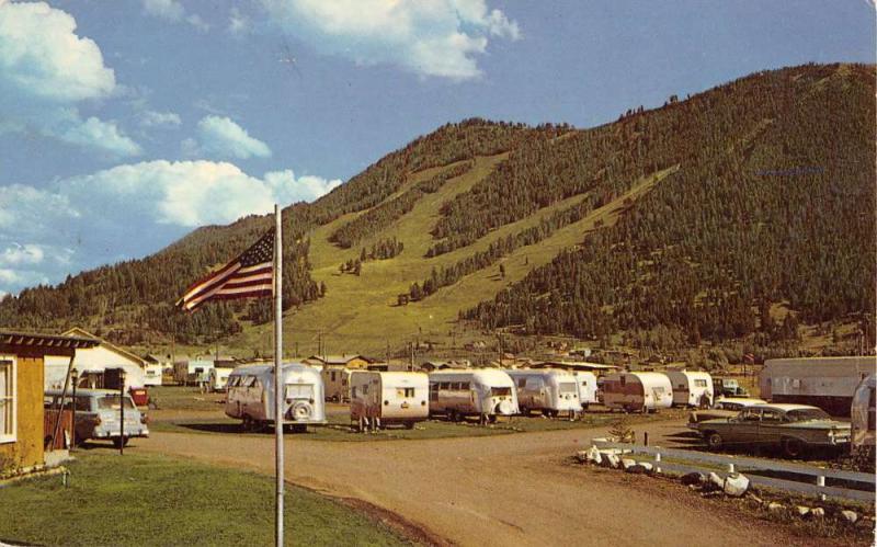 Jackson Wyoming B B Trailer Village Park Street View Vintage Postcard K26075