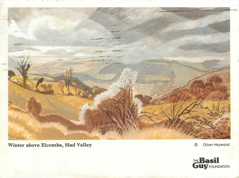 Winter above Elcombe Slad Valley painting Postcard