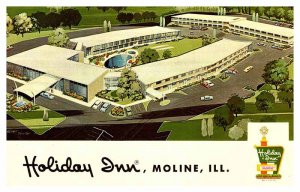 Postcard RESTAURANT SCENE Moline Illinois IL AT3701