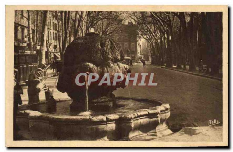 Old Postcard Aix en Provence Cours Mirabeau The Fountain called hot thermal w...