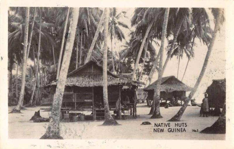 New Guinea Native Huts  Scenic View Real Photo Antique Postcard J66622