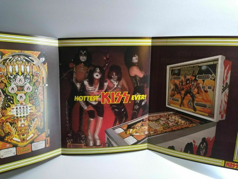 Kiss Pinball FLYER Original Bally 1979 Foldout Artwork Sheet Hard Rock Music 