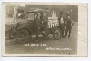 Herington KS Shamrock Tube Patch Truck Signed Gates RPPC Real Photo Postcard