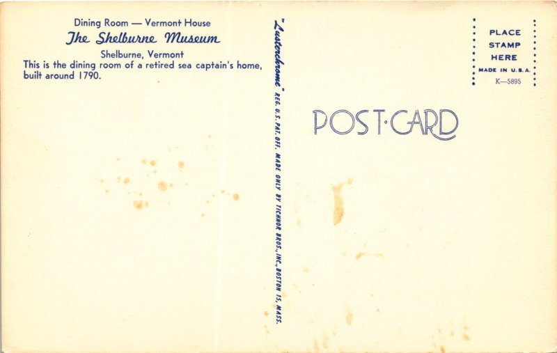 Shelburne Museum Vermont House Shelburne Vermont historic home sea capt Postcard