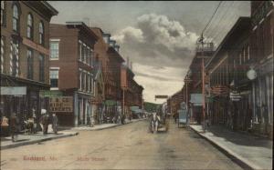 Rockland ME Main St. Great Color & Visible Store Signs c1905 Postcard