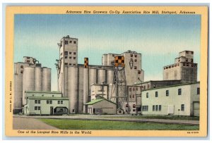 c1940's Arkansas Rice Growers Co-Op Asso. Rice Mill Stuttgart Arkansas Postcard