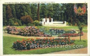 Harding Memorial, Stanley Park Vancouver British Columbia, Canada Unused 