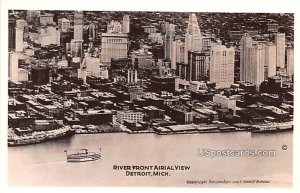 River Front Aerial View - Detroit, Michigan MI  