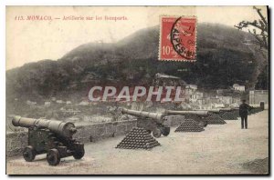 Old Postcard Monaco artillery on the Ramparts