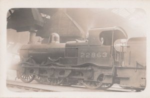 LMS Railway Midland 2F Class 0-6-0 No 22863 Antique Real Photo Train Postcard