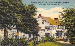 Bethany West Virginia 1940s Postcard Alexander Campbell Mansion