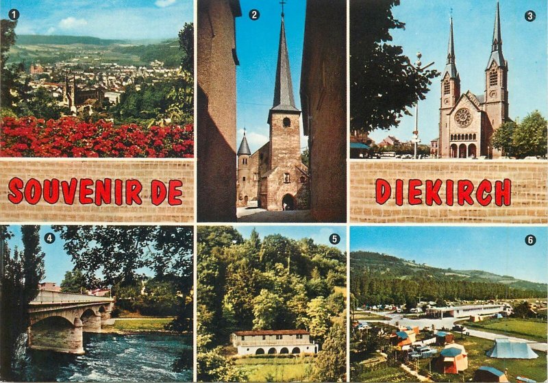 Postcard multi view souvenir Luxembourg Diekirch