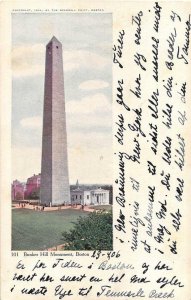 BUNKER HILL BOSTON MASSACHUSETTS CANADA TO DENMARK STAMP POSTCARD 1906