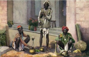 PC CPA INDIA, CALCUTTA, SNAKE CHARMERS, Vintage Postcard (b21879)