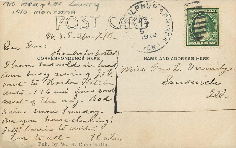 Postcard RPPC Montana White Sulphur Springs Castle Mountains Meagher 23-6362