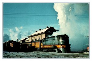 Vintage 1950 Postcard Milwaukee Road Railroad Locomotive in Madison Wisconsin