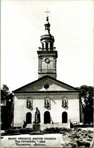 RPPC Vincennes Indiana IN Saint Francis Xavier Church Cathedral Postcard T19