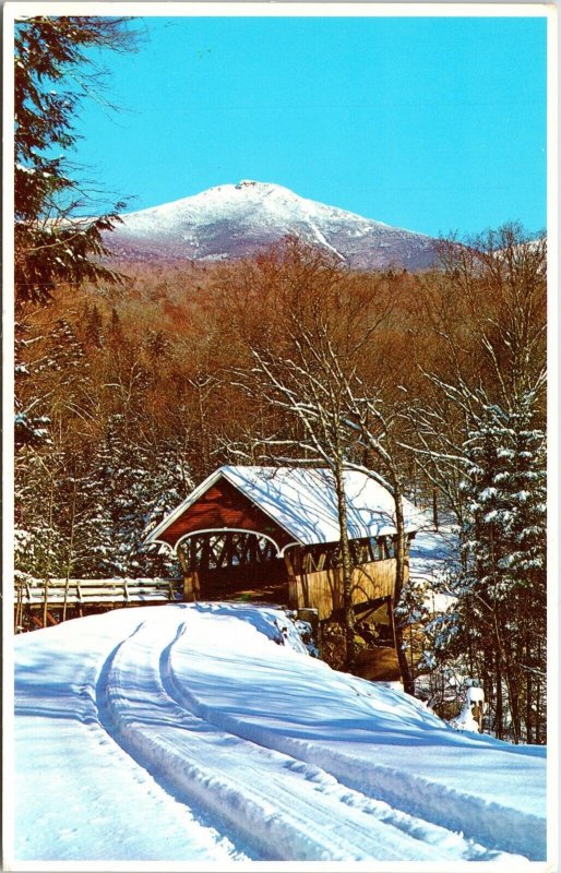 Heavy Snow Covered Bridge Flume Franconia Notch White Mountains NH Postcard UNP