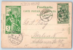 Graubünden Switzerland Postcard Davos Dorf Fluela Hospiz 1900 Antique