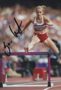 Sara Petersen Danish Denmark Hurdles Hurdler Hand Signed Photo