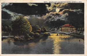 Merrill Wisconsin Moonlight on Prairie River Scenic View Antique Postcard J80869