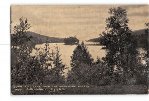 Adirondack Mountains New York NY Postcard 1909 Long Lake From Sagamore Hotel