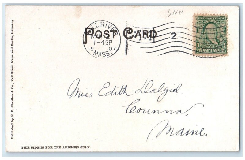 1907 View South West From High School Fall River Massachusetts MA Postcard