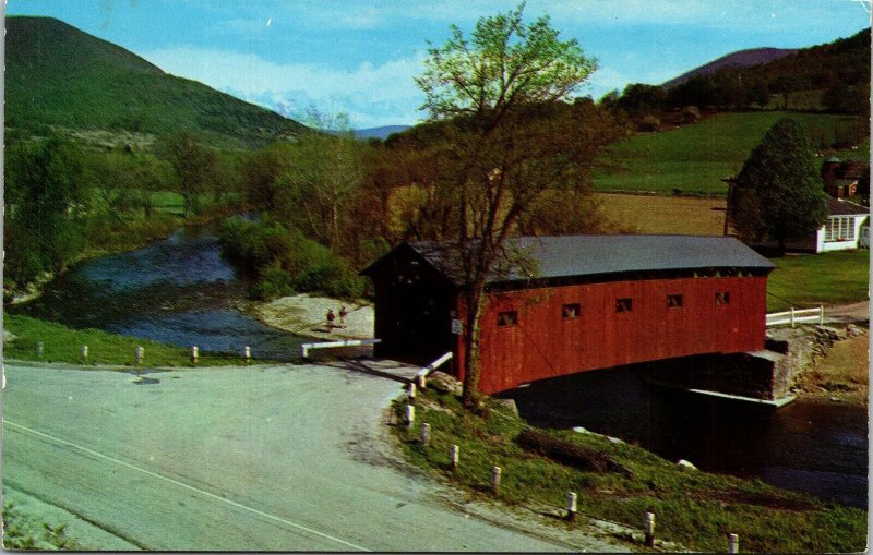 Old Covered Wood Bridge West Arlington Vermont VT Green Mountains VTG Postcard 