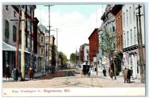 c1910's West Washington Street Hagerstown Maryland MD Unposted Vintage Postcard