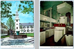 2 Postcards NEWPORT, Rhode Island RI ~ Interior/Exterior TRINITY CHURCH  4x6