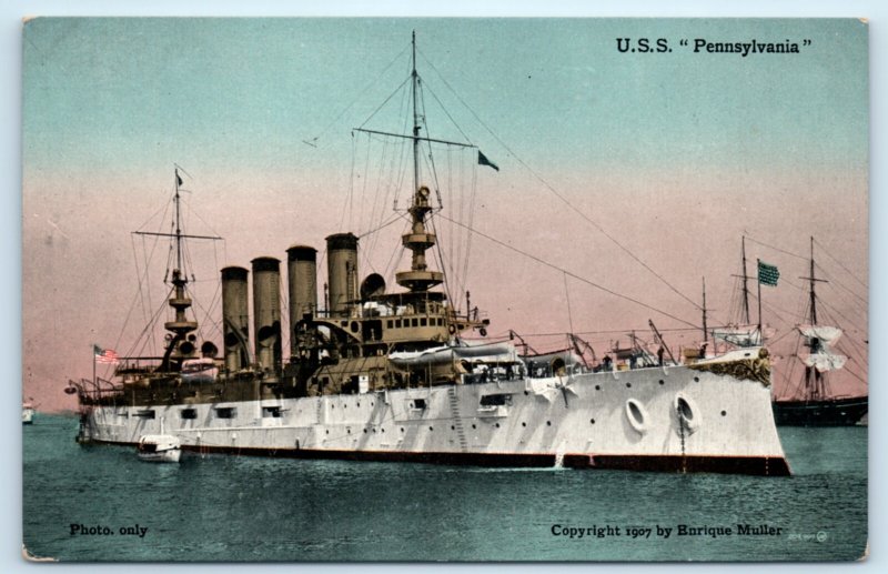 USS Pennsylvania Battleship Navy Ship Postcard