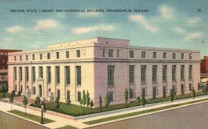 Vintage Postcard 1943 State Library And Historical Building Indianapolis Indiana